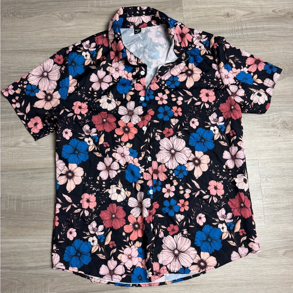 SHEIN MANFINITY Floral Men's Shirt - Black, Blue, Pink